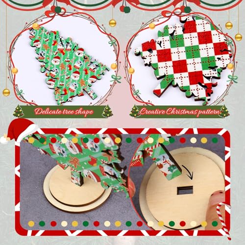 5 Pcs Rustic Wooden Christmas Tree Table Decor - Freestanding Shelf