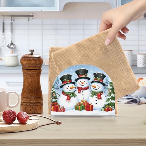 ALAZA AA08 Christmas Snowman Napkin Holder Acrylic Holiday Kitchen Dispenser
