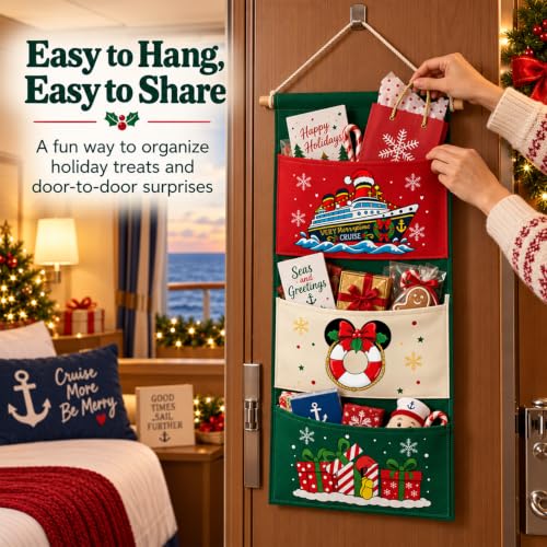 Magopera Green Christmas Fish Extender Door Hanger for DCL Gift Exchange - Festive Cabin Organizer with Pockets