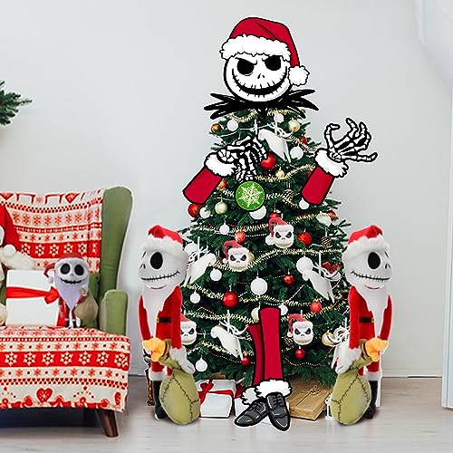 Auirre Jack Christmas Tree Topper Head, Arms & Legs Skeleton in Santa Hat - Variation: THIS listing Jack