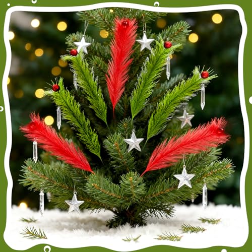 12 Pcs Christmas Tree Topper Decorations 14 Inch Green Curly Tree Picks