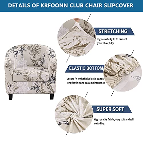 Stretch Printed Barrel Chair Slipcover - 2 Piece Removable Tub Chair Cover