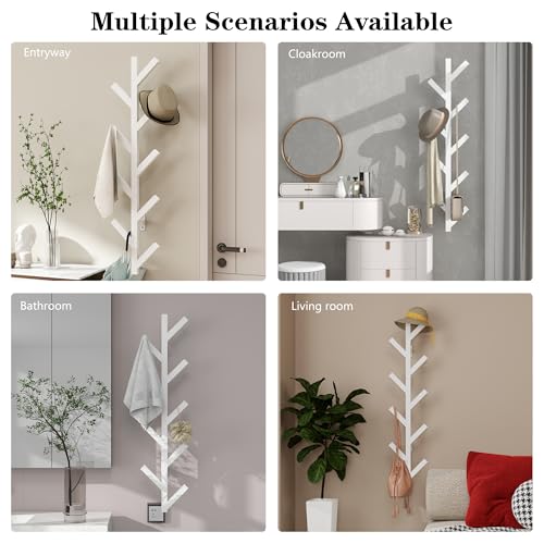 Vertical Wall-Mounted Coat Rack, 37.8-inch Steel Hat Hook with 9 Hooks