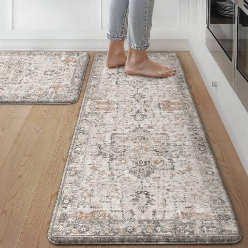 2-Piece Anti-Fatigue Kitchen Mat Set, Cushioned Memory Foam Standing Rugs