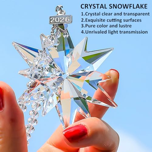 2026 Crystal Snowflake Christmas Ornament - Sparkly Glass Tree Decor