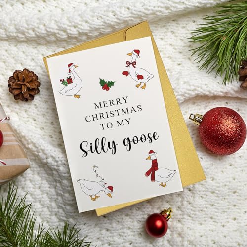 Silly Goose Christmas Card Gift for Him Her - Funny Holiday Greeting Card