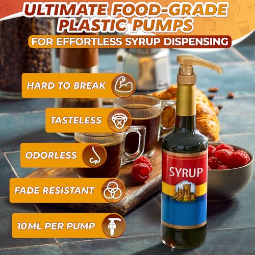 Coffee Syrup Dispenser Pump 4-Pack for 750ml (25.4 oz) Bottles - 0.3 oz Press