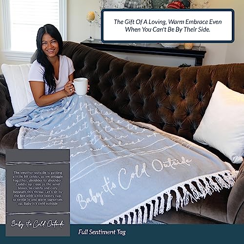 Baby It's Cold Outside Luxury Sherpa Throw Blanket 50x60 with Tassels - Holiday Home Decor