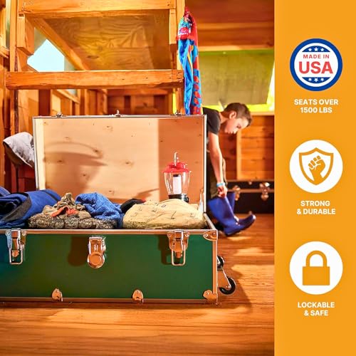 Classic Rolling Storage Trunk, 30-inch Footlocker for Dorm and Camp