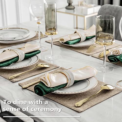 Set of 6 Cotton Linen Placemats - 13x19 Inch Washable Kitchen Dining Mats
