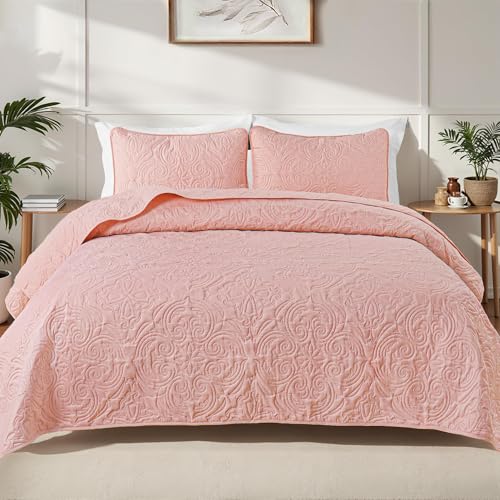 Exclusivo Mezcla Queen Quilt Bedding Set - 3 Piece Blush Pink Coverlet