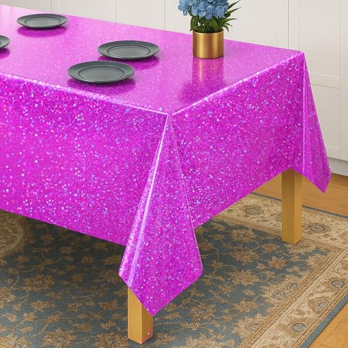 BYOJIA Pink Purple Iridescent Plastic Tablecloth 54x108 Inch Pack of 16