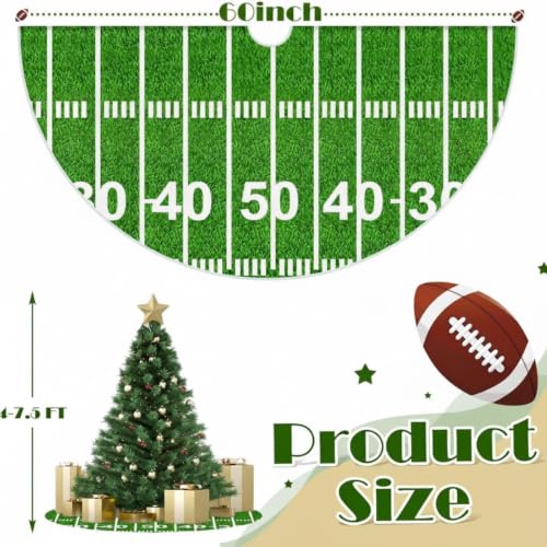 Realspring 60 Inch Football Field Christmas Tree Skirt Green Grass Sport