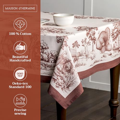 Maison d'Hermine Holy Jouy Brown Rectangular Tablecloth 70x120 in Cotton