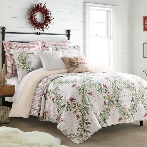 Levtex Home Tinsel Tidings Full/Queen Quilt - Reversible Cotton 88x92in Christmas