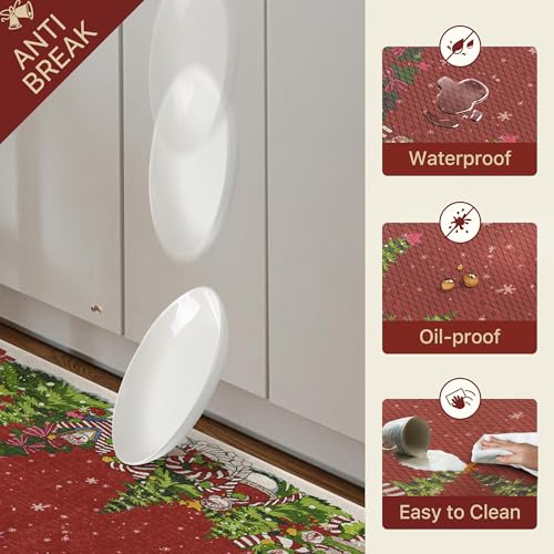 GENIMO Christmas Kitchen Mat 23.6x71 Red - Anti-Fatigue Waterproof Cushioned Rug