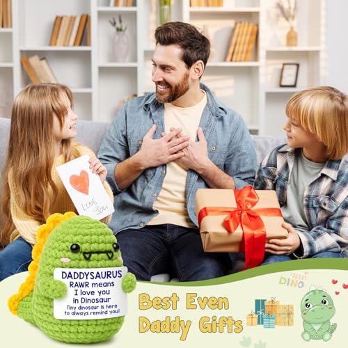 Handmade Crochet Dinosaur Keepsake - DaddySaurus Desk Decor Gift for Dad