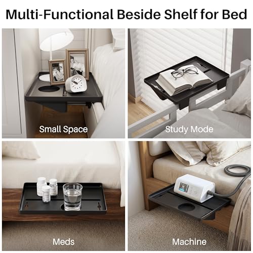 Clip-On Bedside Shelf for Bunk and Loft Beds, Tool-Free Nightstand Caddy