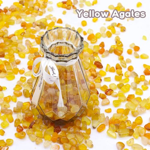 Natural Tumbled Agate Quartz Crystals 1 lb - Polished Yellow Stones
