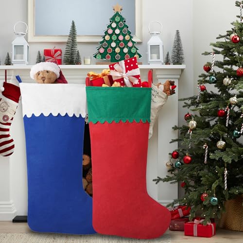 38-Inch Jumbo Candy Cane Christmas Stockings - 2 Pack Red & White Felt