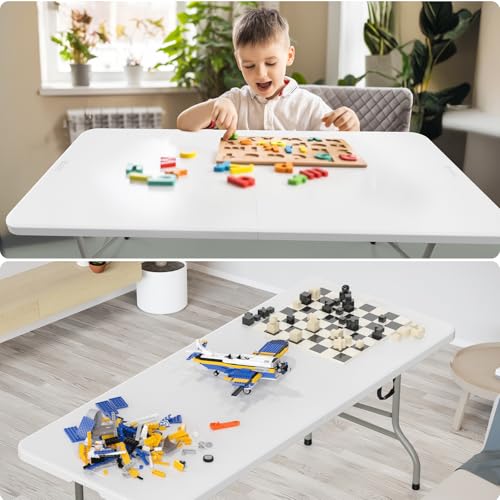 6ft Portable Plastic Folding Table - Heavy-Duty Utility Table for Events