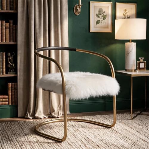IRIWOOL Milky White 18x18 Sheepskin Chair Cushion Cover Soft Rug