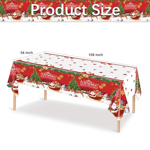 KALOR 3 Pack 54 x 108in Christmas Tablecloths – Disposable Snowman Vintage Waterproof