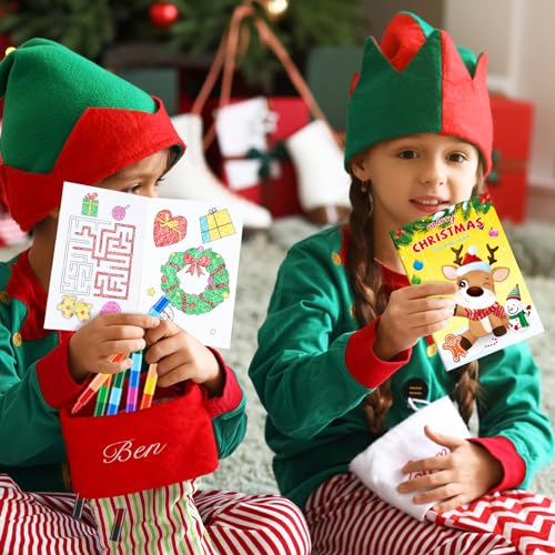 BenLouis Christmas Mini Coloring Books with Crayons - 24 Pack for Kids, Holiday Party Favors