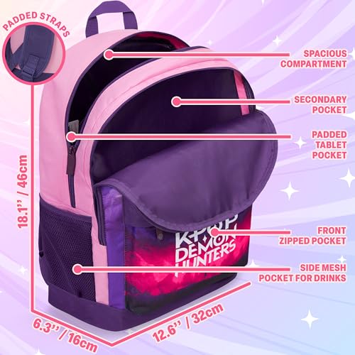 KPop Demon Hunters School Backpack for Girls - 18in Purple Bookbag