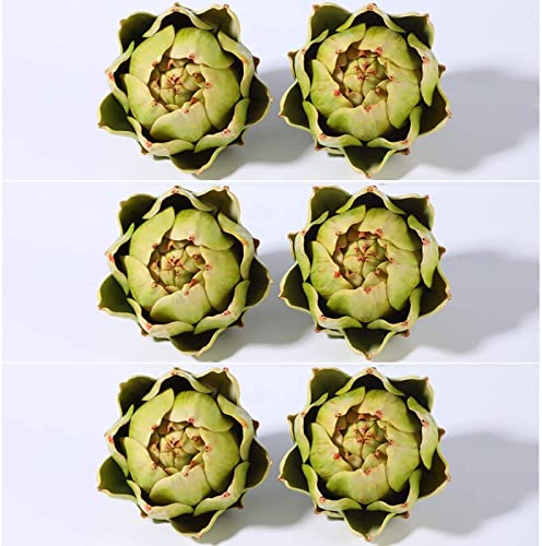 Set of 6 Realistic Artificial Artichokes - 4.4-Inch Green Faux Vegetables