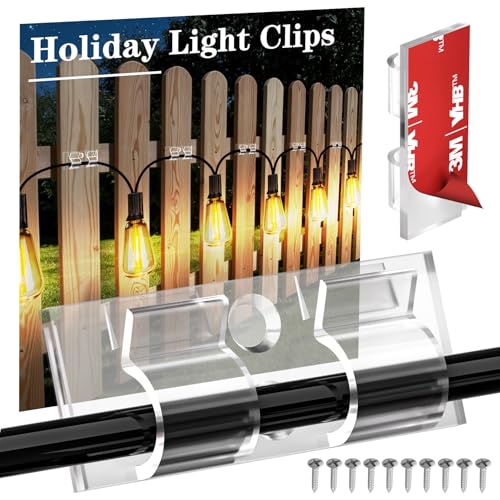 30pcs Adhesive Outdoor String Light Clips with Screws - Heavy Duty Hook