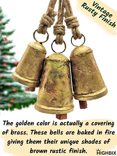 HIGHBIX Set of 3 Giant Harmony Cow Bells Large – Rustic Vintage Wall Hanging Bells