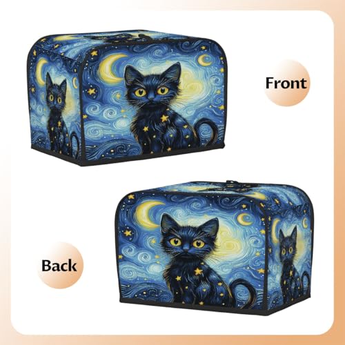 2-Slice Toaster Cover Waterproof Dust Protector with Cat Moon Print