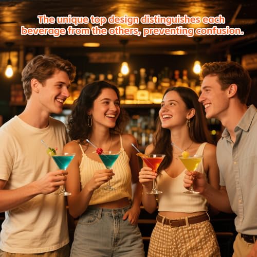 Silver 9 Pcs Stainless Steel Martini Cocktail Picks Set - Reusable Garnish Skewers