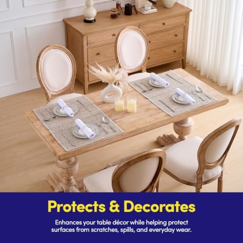 100% Cotton Woven Placemats - 13" x 19" Rectangle Table Mats, Set of 6
