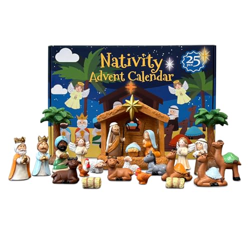 Nativity Advent Calendar 2026 - 25-Piece Resin Set for Kids & Adults
