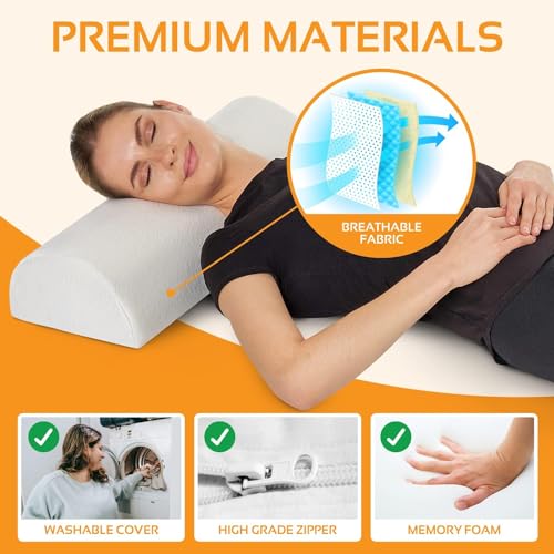 Large Half Moon Bolster Pillow for Leg and Back Support - Machine Washable