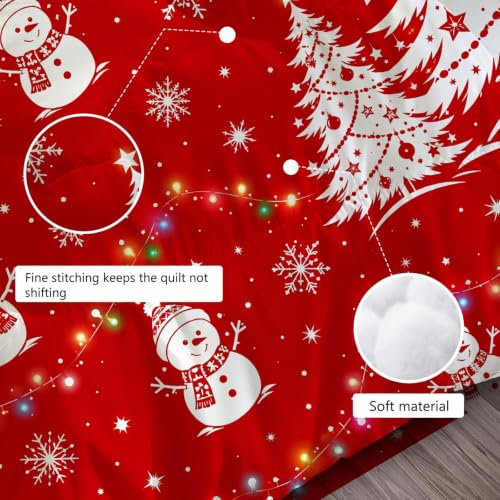 EDGZKO Christmas Snowman Comforter Set Full Red/White, 79x90 inch, 2 Pillowcases