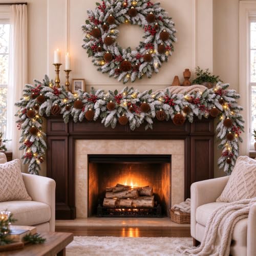 PEACELOVER 46pcs Velvet Flocked Christmas Ornaments Set - Brown, 3 Sizes