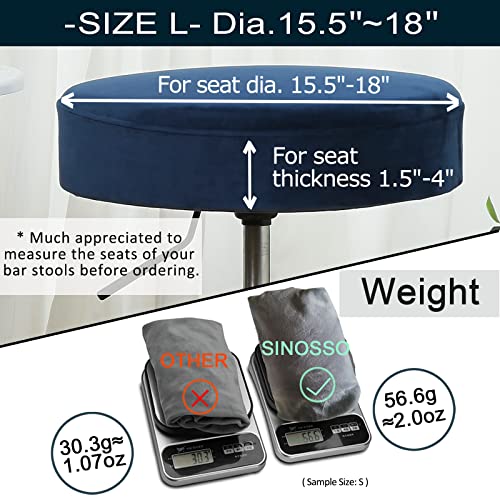 Stretchy Velvet Bar Stool Cover - Washable Round Slipcover (L, Navy)