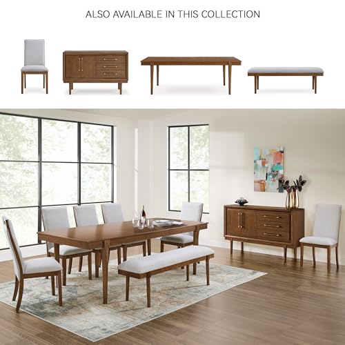 59-Inch Mid-Century Modern Upholstered Dining Bench, Gray Fabric