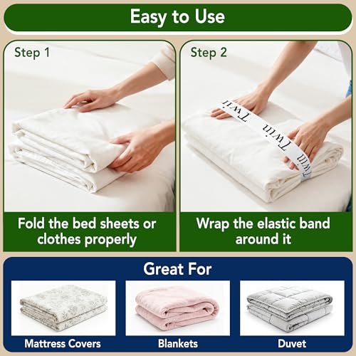 20-Pack Elastic Bed Sheet Organizer Bands with Printed Size Labels