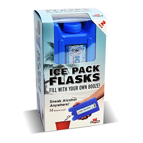 GoPong Ice Pack Flask 2 Pack - Hidden Alcohol Travel Flasks, 28 oz Total, Stealth Liquor Containers for Beaches, Cruises & Sports Events