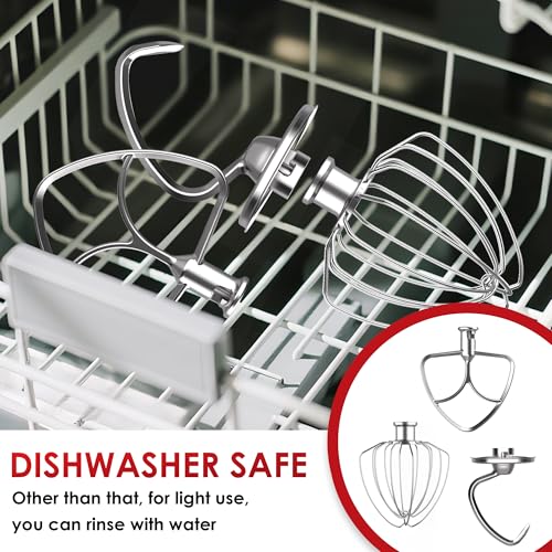 3-Piece Stainless Steel Mixer Attachment Set for 4.5-5QT Tilt-Head Mixers