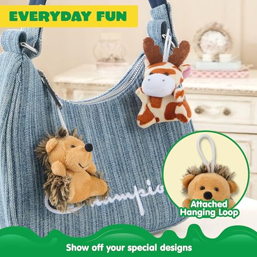JOYIN 24 Pcs Mini Safari Animal Plush Toys (24 Units 3" Each), Animals Keychain Decoration for Kids, Small Stuffed Animal Bulk for Kids, Carnival Prizes, School Gifts, Christmas Goodie Bags