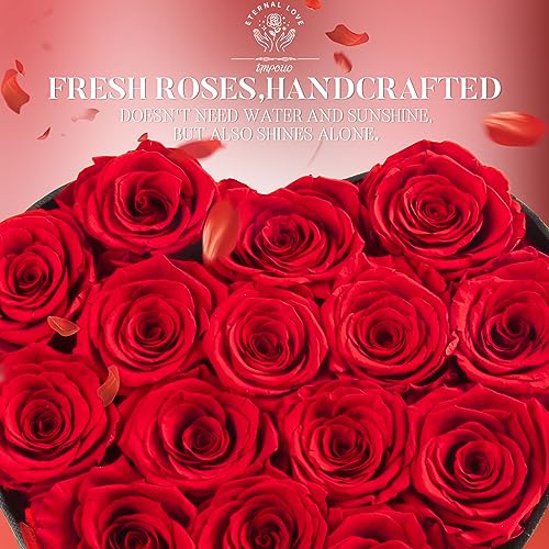 16-Piece Preserved Red Roses in Heart Box - Eternal Flower Gift Set