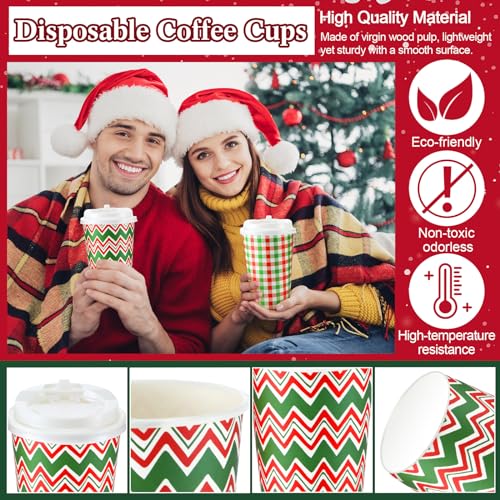 Sliner 60 Pcs Christmas Coffee Cups with Lids 16 oz, 6 Designs