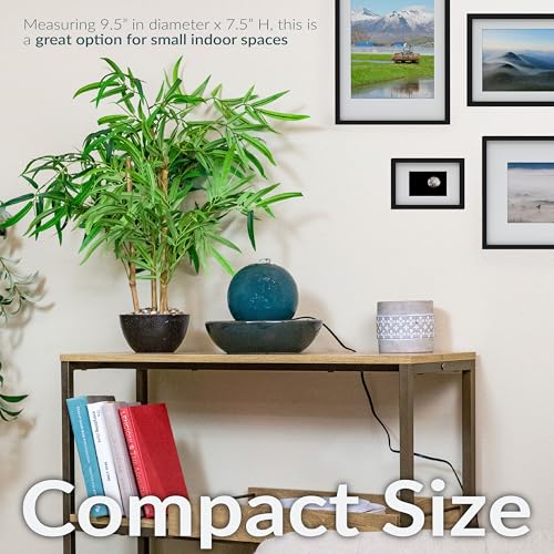 Ceramic Tabletop Water Fountain with Orb - Teal Glazed Indoor Decor
