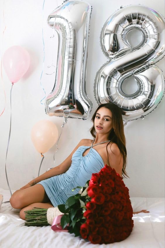 Silver 8 Balloon - 40 Inch Number Balloon for 8th Birthday Celebrations | Perfect for Boys & Girls