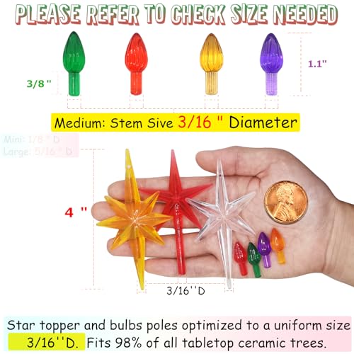 Ceramic Christmas Tree Replacement Bulbs & Star Topper Set (122 Pcs)